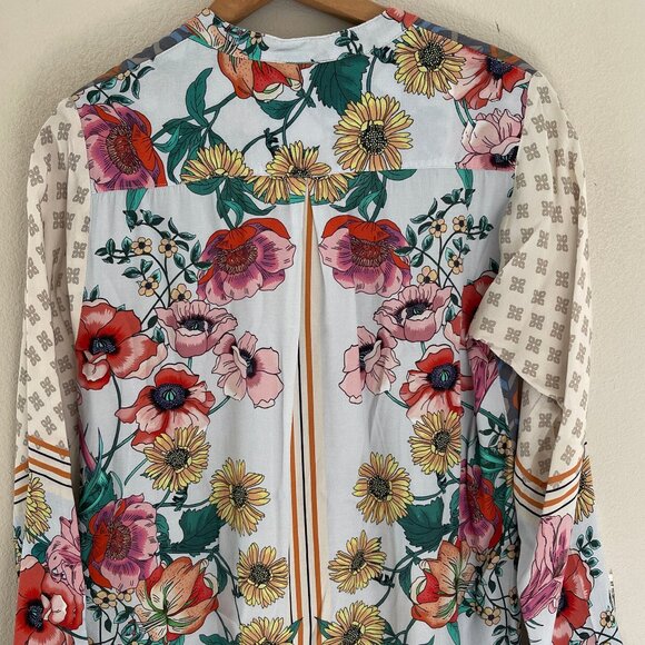 JOHNNY WAS Floral Print & Geometric Embroidered Tunic/Top: NWOT! XS (Runs Large) - Picture 2 of 8